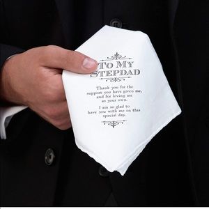 Lillian Rose White Stepdad Wedding Gift Cotton Keepsake Hankie 17" Handkerchief